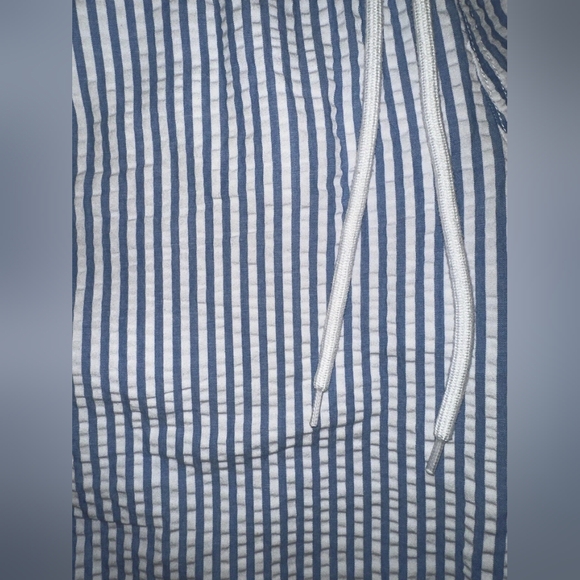 J Crew Swim Trunks Mens Medium Blue White Seersucker Lined 6" Shorts Surf Flex - Picture 12 of 12